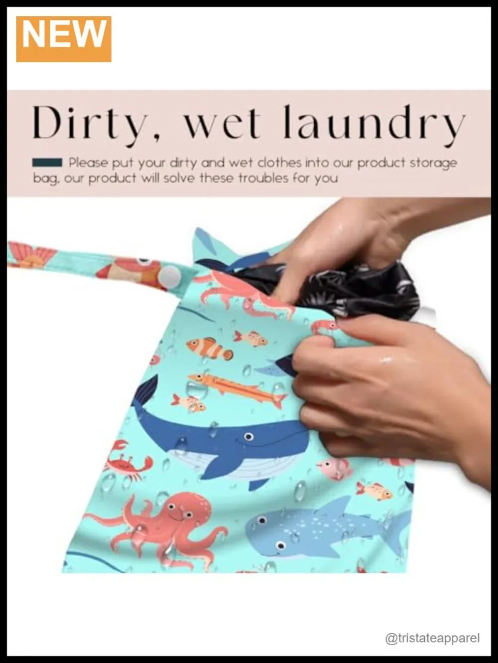 4 Pack Wet Dry Bags for Swimsuit, Beach Travel, Toiletries, Gym, Diaper - Ocean